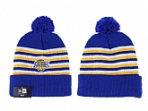 Lakers Team Logo Blue Pom Knit Hat LX,baseball caps,new era cap wholesale,wholesale hats
